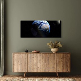 Obraz Zeme a Mesiaca (120x50 cm)