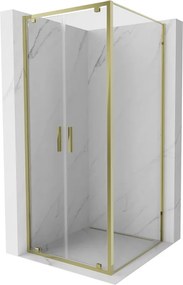 Mexen Exo, výklopný sprchový kút 90 x 90 cm, číre sklo, zlatá, 8182-090-090-50-00