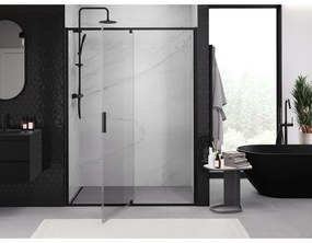 Mexen Exo, 1-krídlové dvere do otvoru 130x200 cm, 6mm číre sklo, čierny profil, 819-130-000-70-00