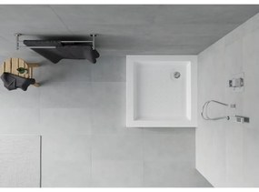 Mexen Rio, štvorcová sprchová vanička 70x70x14 cm + chrómový sifón, biela, 45107070