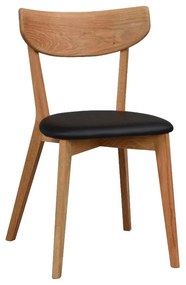 Hnedá dubová jedálenská stolička s čiernym sedadlom Rowico Ami