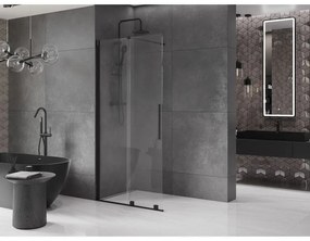 Mexen Velar, posuvné dvere do otvoru typ Walk-In 85 cm, 8mm číre sklo, čierna matná, 871-085-000-03-70