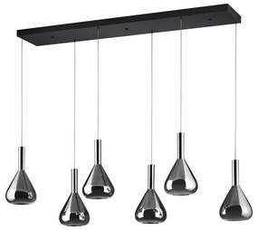 Čierne LED závesné svietidlo so skleneným tienidlom Cipera – CINQUE