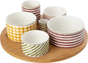 Veľká sada kameninových predkrmových misiek Burgundy & Olive – 30*30*9 cm