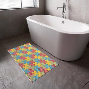 Kúpeľňová penová rohož / predložka PRO-086 Farebné puzzle - metráž šírka 65 cm