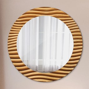Okrúhle ozdobné zrkadlo Drevená vlna fi 60 cm