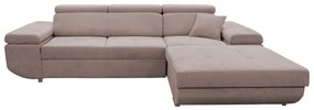 Rozkladacia pravá rohová sedacia súprava v tvare L CASTELO, béžová, s úložným priestorom