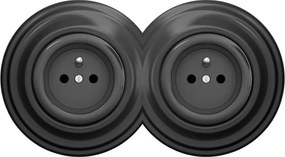 Kliklap - Dvojitá retro domová zásuvka s rámikom 230 V antracit