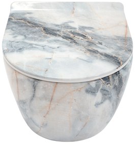 REA - Carlos Granit Shiny Rimless závesná WC misa vrátane sedátka, imitácia kameňa, REA-C8002