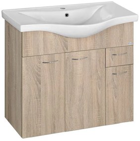 Aqualine Aqualine, KERAMIA FRESH umývadlová skrinka 74,5x74x34,7cm,dub platin, 50083