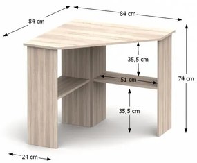 Rohový PC stolík Rony New - dub sonoma