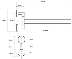 Sapho, X-STEEL otočný držiak na uteráky dvojitý 420mm, brúsená nerez, XS405