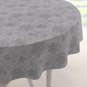 Biante Teflónový okrúhly obrus TF-083 Kvetované ornamenty na sivom Ø 100 cm