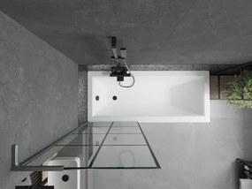 Mexen Next L, 1-krídlová vaňová zástena 70 x 150 cm, 6mm číre sklo-čierny vzor, grafitový profil, 895-070-000-03-77-66