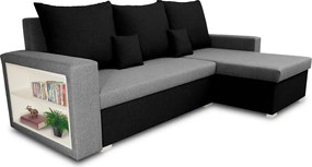 Rohová sedacia súprava s funkciou spania SAMI Světle šedá/černá