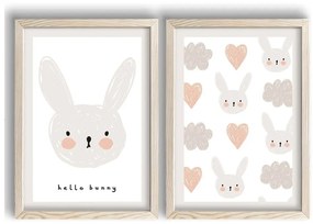 Detské obrázky v súprave 2 ks 38x53 cm Hello Bunny – Wallity