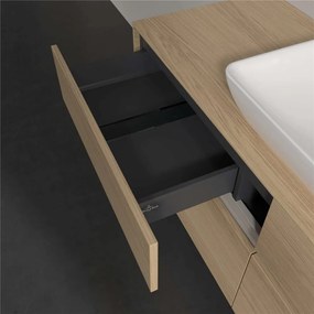 VILLEROY &amp; BOCH Collaro závesná skrinka pod umývadlo na dosku (umývadlo v strede), 4 zásuvky, s LED osvetlením, 1400 x 500 x 548 mm, Nordic Oak, C116B0VJ