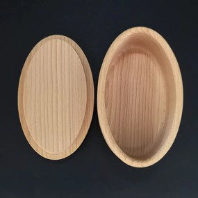 AMADEA Drevená dóza oválna, masívne drevo, 15x9x4, 5 cm