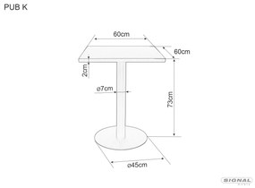 Hranatý barový stůl Pub 60 cm černý