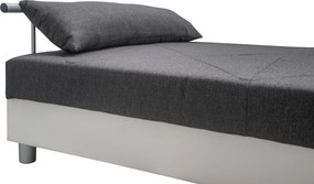 Posteľ Edith 140x200 cm, biela ekokoža/tmavo šedá látka