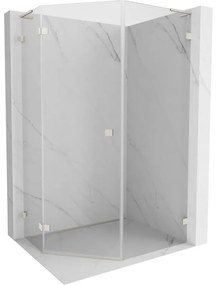 Mexen Lunar, L päťuholníkový sprchový kút naklápací doľava 90 x 100 cm, 8mm číre sklo, oceľový profil, 831L-090L-100P-97-00-L