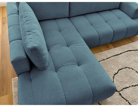 Modrá rozkladacia/s úložným priestorom rohová pohovka (ľavý roh/do L) Fuji – Bobochic Paris