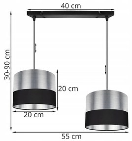 Závesné svietidlo CHROMIC, 2x chrómové textilné tienidlo (mix 2 farieb), (výber z 2 farieb konštrukcie)