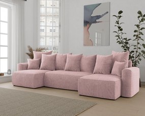 Rohová sedačka Denia U (púdrovo ružová). Akcia -20%. Vlastná spoľahlivá doprava až k Vám domov. 1133147