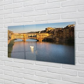 Sklenený obraz Taliansko Sunrise mosty 140x70 cm
