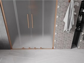 Mexen Velar L Duo, posuvné sprchové dvere do otvoru 150 cm, 8mm sklo námraza, medená matná, 871-150-003-32-65