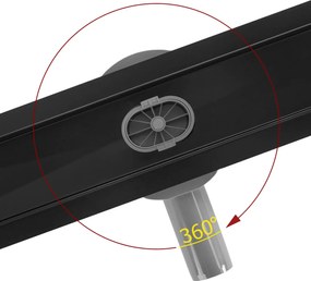 Rea Neox Pro Black, odtokový sprchový žľab 80 cm, čierna matná, REA-G7803