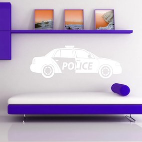 Veselá Stena Samolepka Policajné autíčko Farba: biela, Veľkosť: 100 x 32 cm