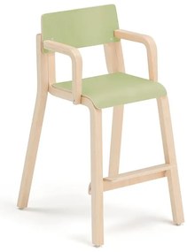 Vysoká stolička DANTE, s opierkami rúk, výška 500 mm, breza, laminát - zelená