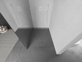 Mexen Kioto L, sprchová zástena Walk-In 80 x 200 cm, 8mm sklo vzor zrkadlo, biely profil, 800-080-103-20-50