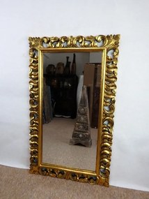 Zrkadlo LUGAR  zlaté 100x60 cm, exotické drevo, ručná práca