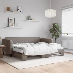 Rozkladacia denná posteľ s matracmi sivohnedá 90x200 cm látka 3196837