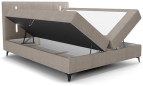 Manželská posteľ 140 cm Ortega Bonell (hnedosivá) (s roštom, s úl. priestorom) (s LED osvetlením). Vlastná spoľahlivá doprava až k Vám domov. 1082615