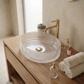 Rea Mirella Transparent, sklenené umývadlo na dosku 495x380x125 mm, číra, REA-U3525