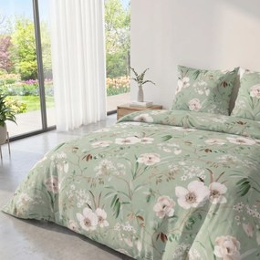 Kvalitex Bavlnené obliečky DELUX 220x200 + 2x 70x90 cm - MAGNOLIA zelená