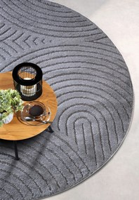 ELLE Decoration, Kusový koberec New York 106206 Antracite kruh, 200x200 (priemer) kruh, šedá, chodba / predsieň