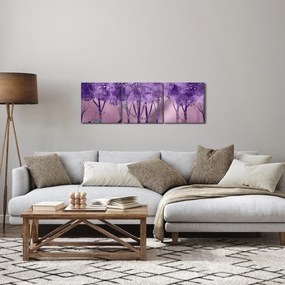 Obraz - Jelene v magickom lese (s hodinami) (90x30 cm)
