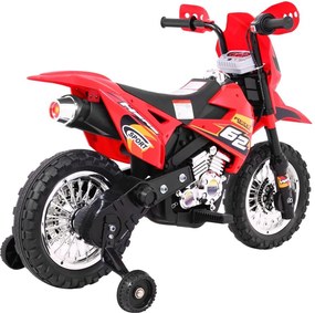 Ramiz Krížový bicykel pre deti Vozidlo na batérie Červené + asistenčné kolesá + LED zvuky