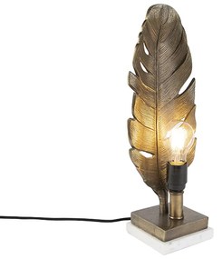Stolná lampa v štýle Art Deco bronzová s mramorovým podstavcom - Leaf