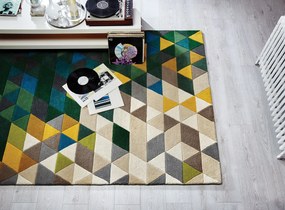 Flair Rugs 120x170 cm Ručne všívaný kusový koberec Illusion Prism Green / Multi, viacfarebná, obývacia izba