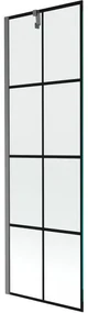 Mexen Next, 1-krídlová vaňová zástena 60 x 150 cm, 6mm číre sklo - čierny vzor, brúsený grafit, 895-060-000-00-77-66