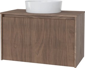Závěsná skříňka pod umyvadlo Pezzo 80 cm s deskou ořech
