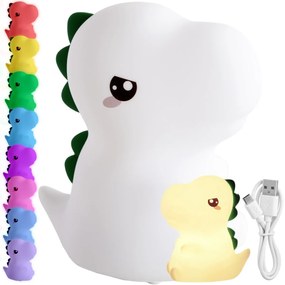 Detská stolná LED lampa Dino biela