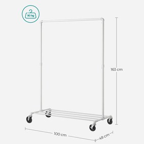Pojízdný stojan na oblečení Clair 100 cm bílý