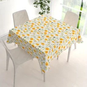 Biante Dekoračný štvorcový obrus PML-104 Biele a žlté margaréty na bielom 40x40 cm