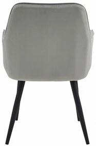 Set dvoch jedálenských stoličiek NANA zamatové, strieborné / sivé (čierne nohy) 2 ks